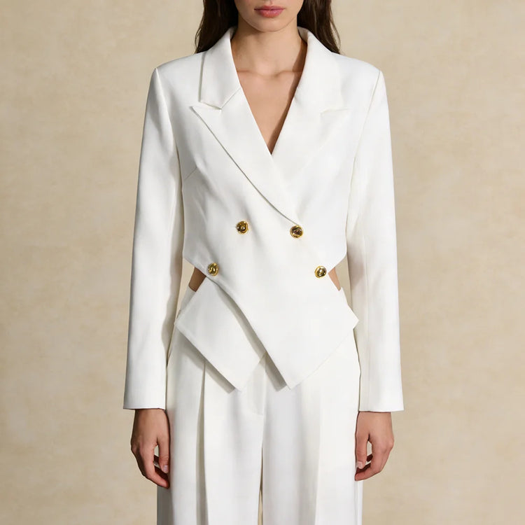 Asymmetric Double-Breasted Blazer
