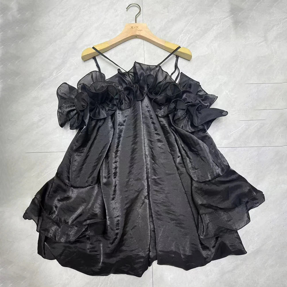 Ruffled Cold-Shoulder Mini Dress