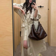 Drawstring Long Trench Coat