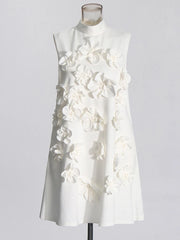 Floral Applique Sleeveless Mini Dress