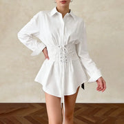 Lace-Up Waist Fitted Shirt