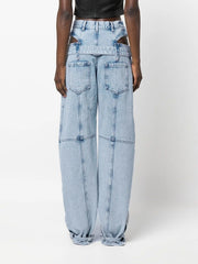Cutout-Waist Wide-Leg Jeans