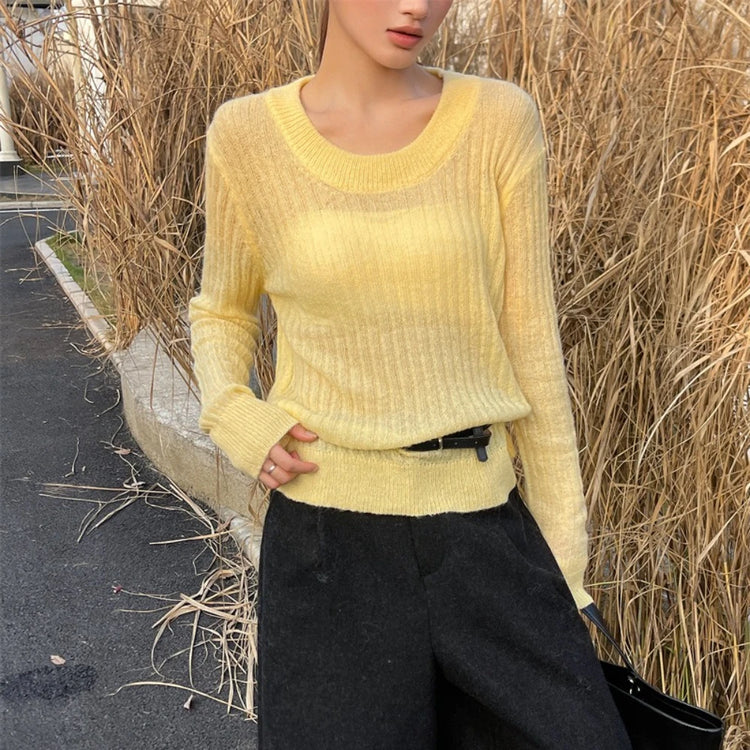 Ribbed Scoop-Neck Sweater