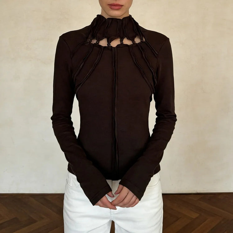 Cutout-Neck Seam-Detail Top