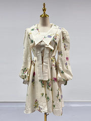 Floral Oversized-Collar Dress
