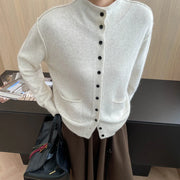 Stand-Collar Pocket-Detail Cardigan