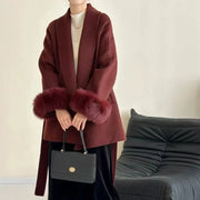 Shaggy-Cuff Open-Front Coat