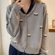 Scalloped-Neck Motif Cardigan