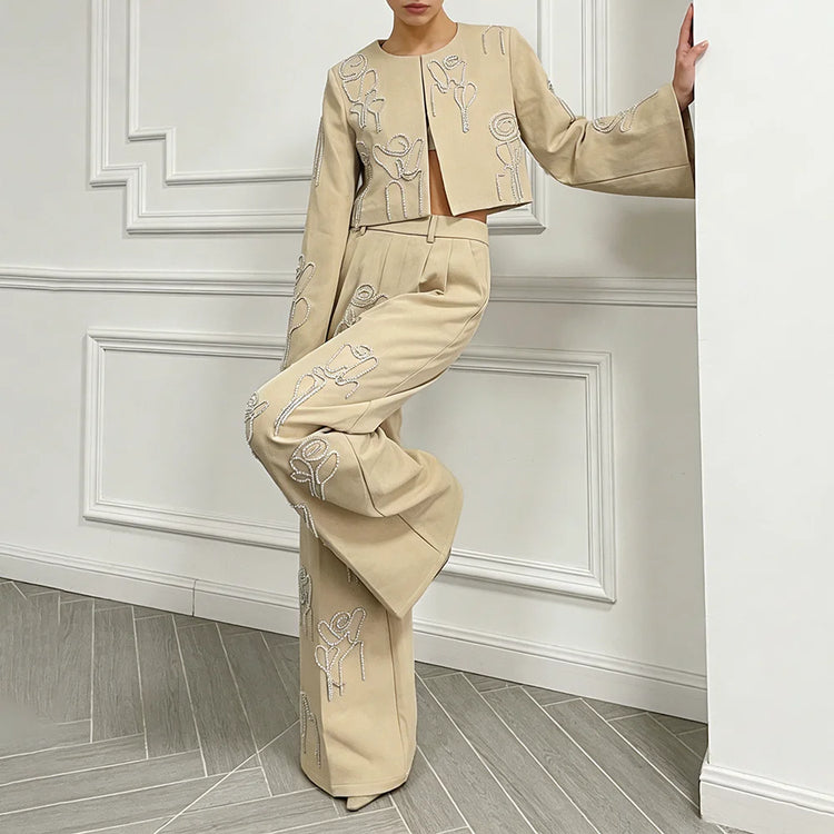 Embellished Jacket and Pants Set