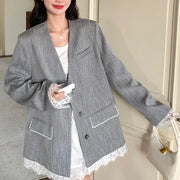 Scalloped-Trim Longline Jacket