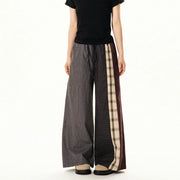 Mixed-Plaid Wide-Leg Pants