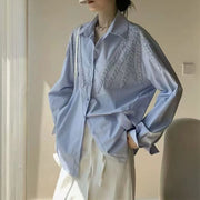 Lace-Panel Relaxed Button Shirt