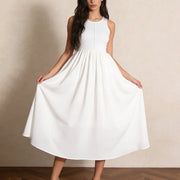 Gathered Sleeveless A-Line Dress