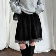 Lace-Hem A-Line Skirt