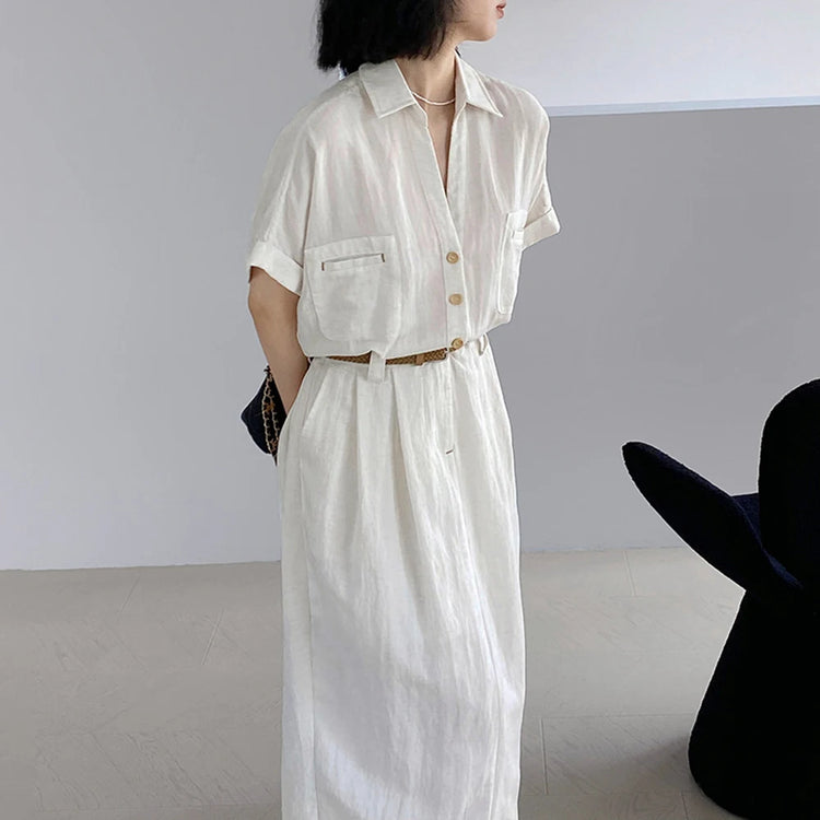 Relaxed Short-Sleeve Shirt Dress