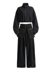 Cropped Jacket, Wide-Leg Jeans or Set
