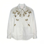Floral-Embellished Button-Up Shirt