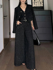 Plaid Jacket and Jumpsuit Set