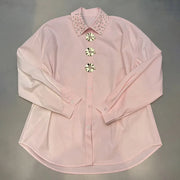 Embellished-Collar Longline Shirt