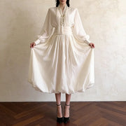 Gathered-Waist Balloon-Hem Dress
