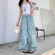 Drawstring Wide-Leg Cargo Pants