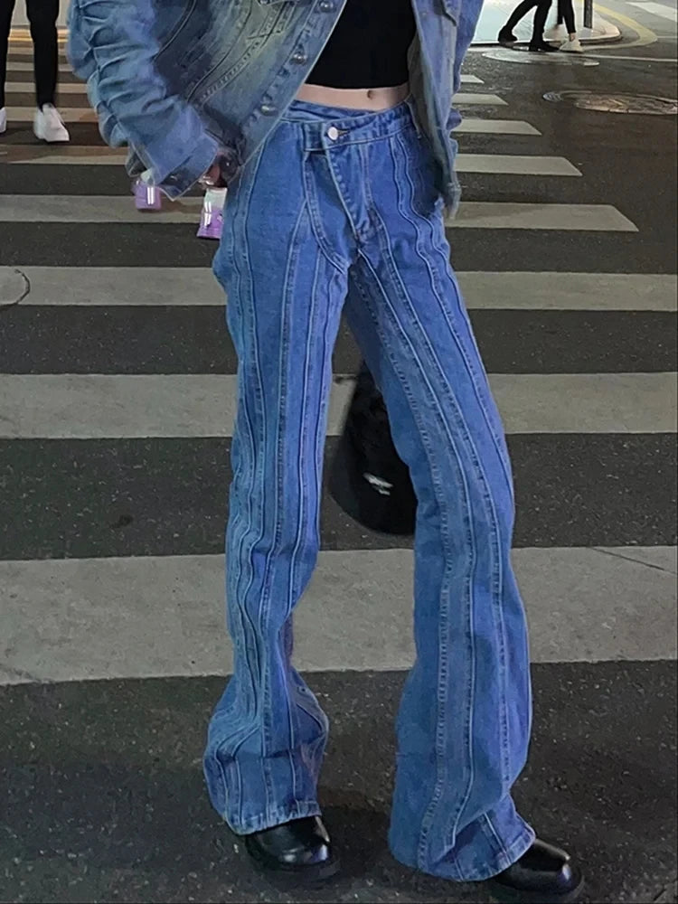 Panel-Seam Flared Jeans