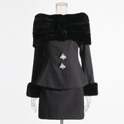 Off-Shoulder Jacket and Mini Skirt Set