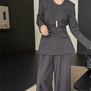 Fitted Jacket and Wide-Leg Pants Set
