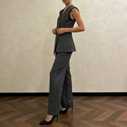 Pinstriped Vest and Cropped Pants Set