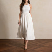 Gathered Sleeveless A-Line Dress