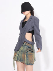 Cutout-Waist Asymmetric Blazer