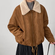 Textured-Collar Zip-Up Jacket