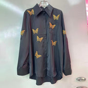 Butterfly-Motif Collared Shirt
