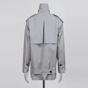 Double-Breasted Stand-Collar Jacket