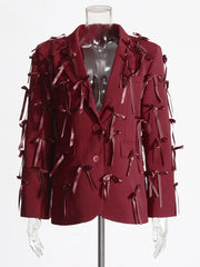 Bow-Embellished Longline Blazer