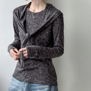 Marled Long-Sleeve Relaxed Top
