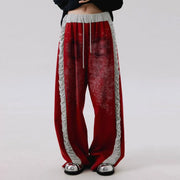 Contrast-Stripe Drawstring Wide-Leg Pants