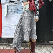 Ribbed Asymmetric Panel Skirt
