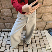 Button-Waist Wide-Leg Pants