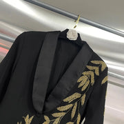 Leaf-Motif Shawl-Collar Blazer