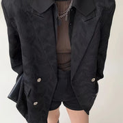 Tonal-Pattern Notched-Lapel Blazer