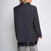 Lace-Trim Single-Breasted Blazer