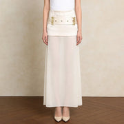 Embellished-Waist Straight Skirt