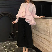Asymmetric Ruffle-Hem Shirt