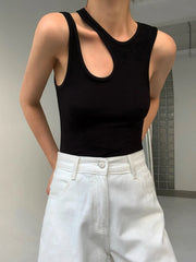 Cutout-Neck Sleeveless Tank Top