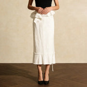 Ruffle-Trim Straight Skirt