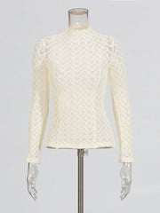Sheer Lace High-Neck Top