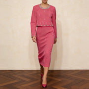 Embellished Top and Pencil Skirt Set