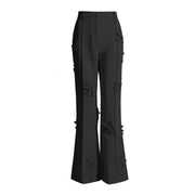 Floral Applique Flared Pants