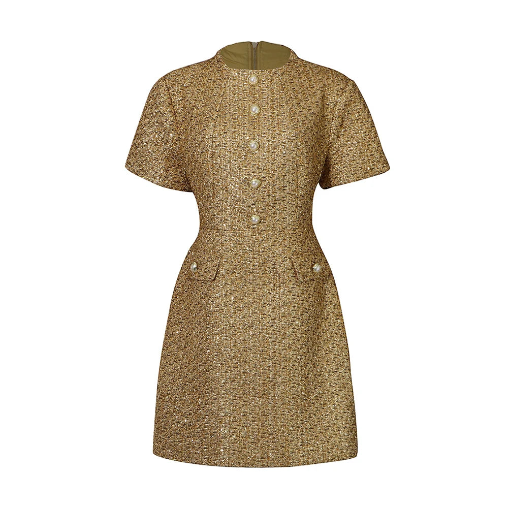 Textured Button-Front Mini Dress